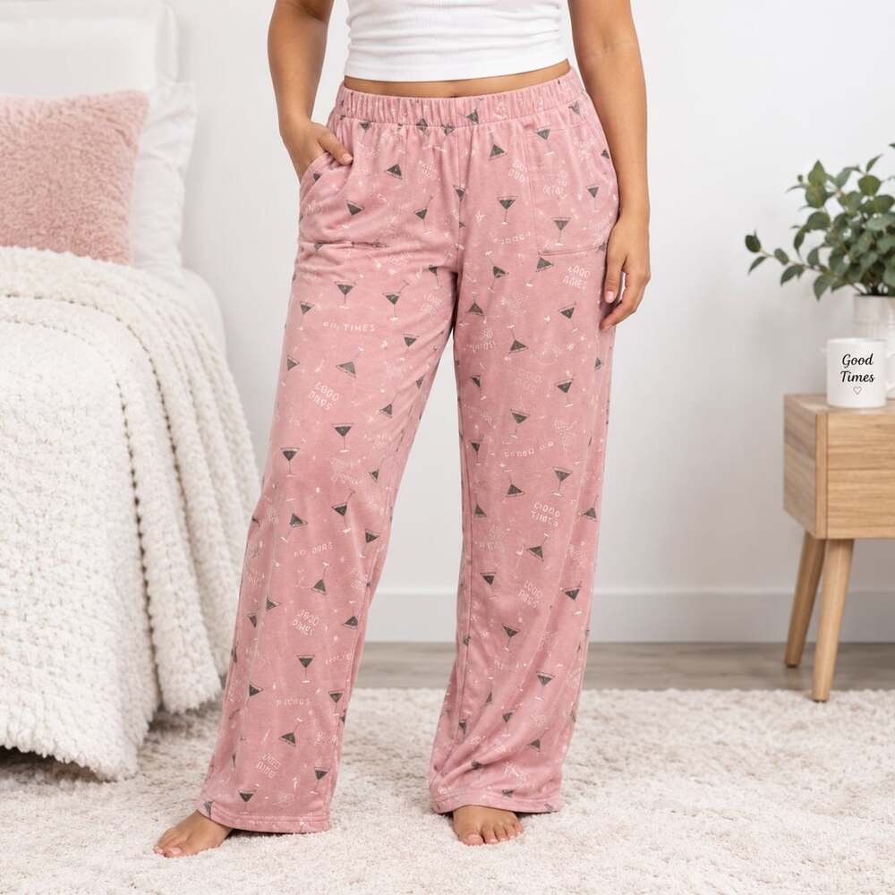 Rae Dunn Pink Martini All Over Print Pajama Lounge Pants Size Large L